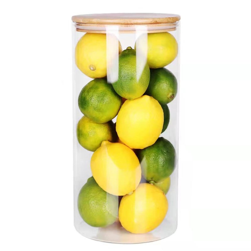 SAIOOL Glass Storage Jars 1.2 Gallon, Storage Containers with Natural Bamboo Lids, Storage Large Bag of Sugar or Large Box of Cereal etc. - Image 1